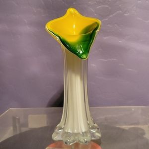 Hand Blown Flower 8 inch vase